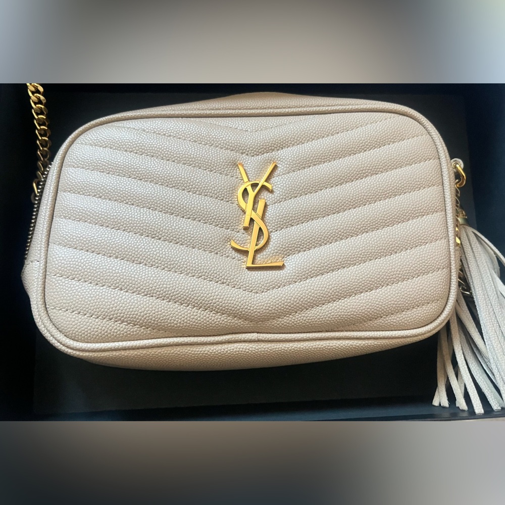 Yves Saint Laurent Cream Lou Camera Bag AUTHENTIC
